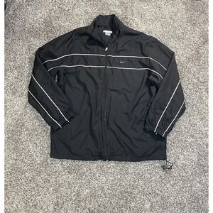 Vtg Nike Classic Swoosh Track Jacket XL Mesh Liner Black Windbreaker Casual Y2K